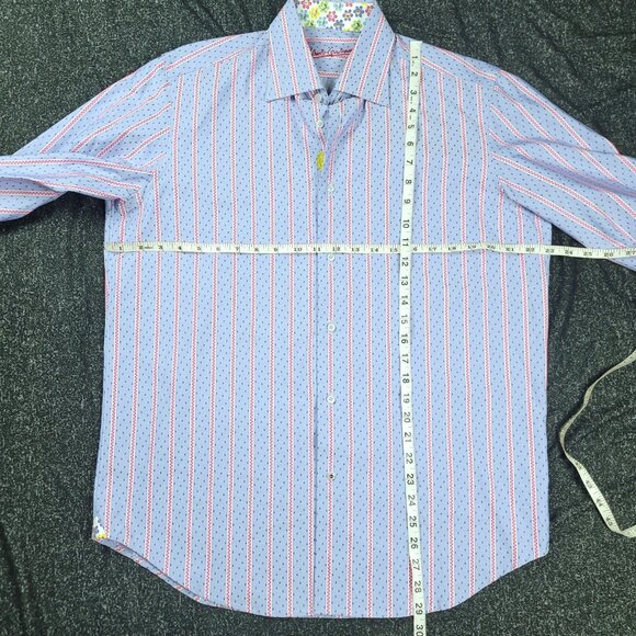Robert Graham Classic Fit French Cuff Shirt Men's Size Medium Floral Striped - Picture 6 of 10
